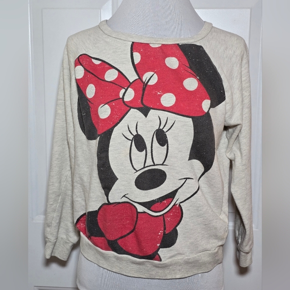 Disney Minnie Mouse Long Sleeve Top Distressed Print - Picture 1 of 11